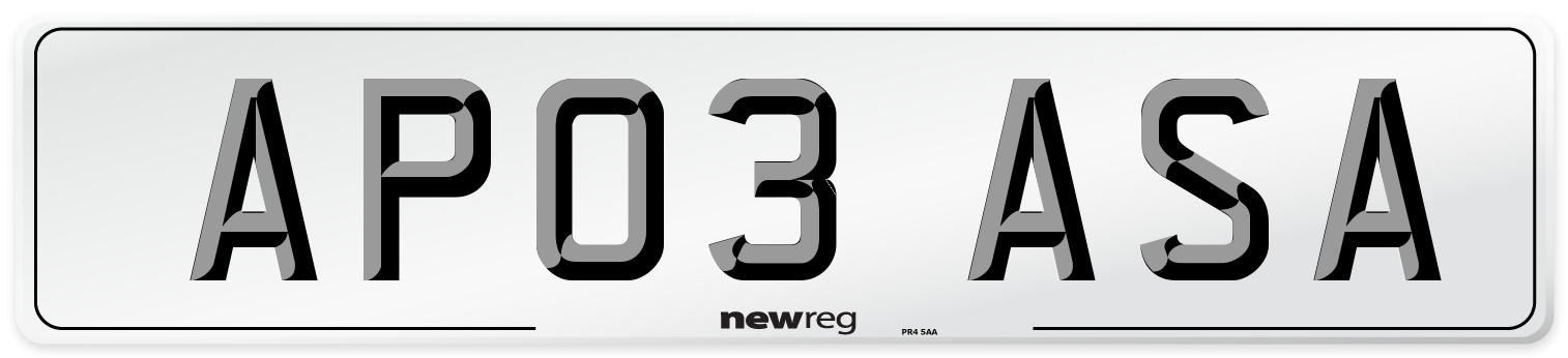 AP03 ASA Number Plate from New Reg